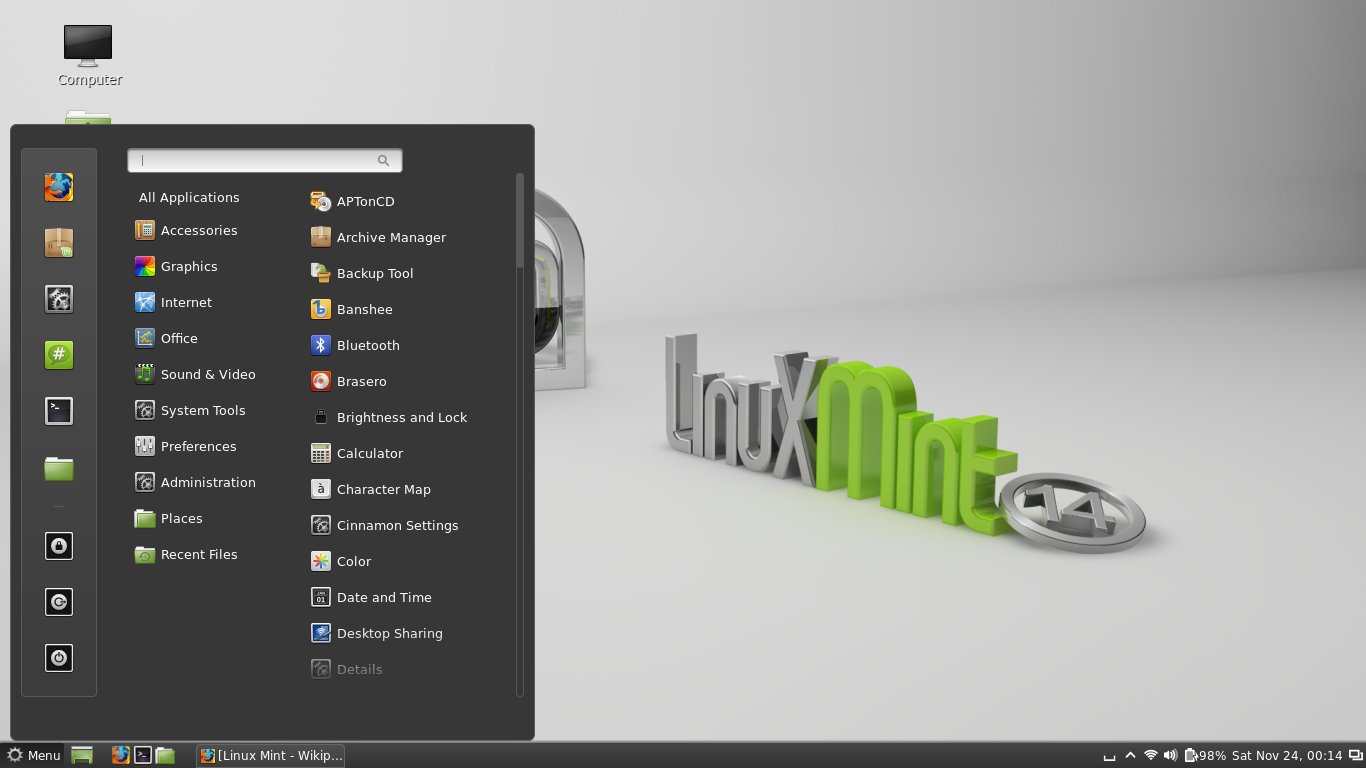Escritorio Cinnamon de Linux Mint con menú de inicio y barra de tareas similares a Windows